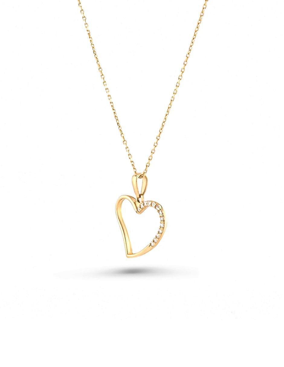 Collar con dije de corazón de oro amarillo 14 k 2