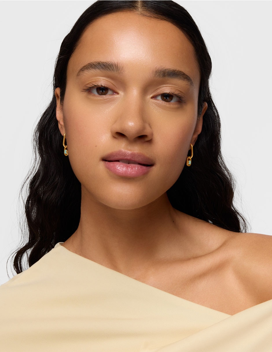 Aretes de Aro oso Camille de plata P 925 con acabado baño de oro amazonita 3