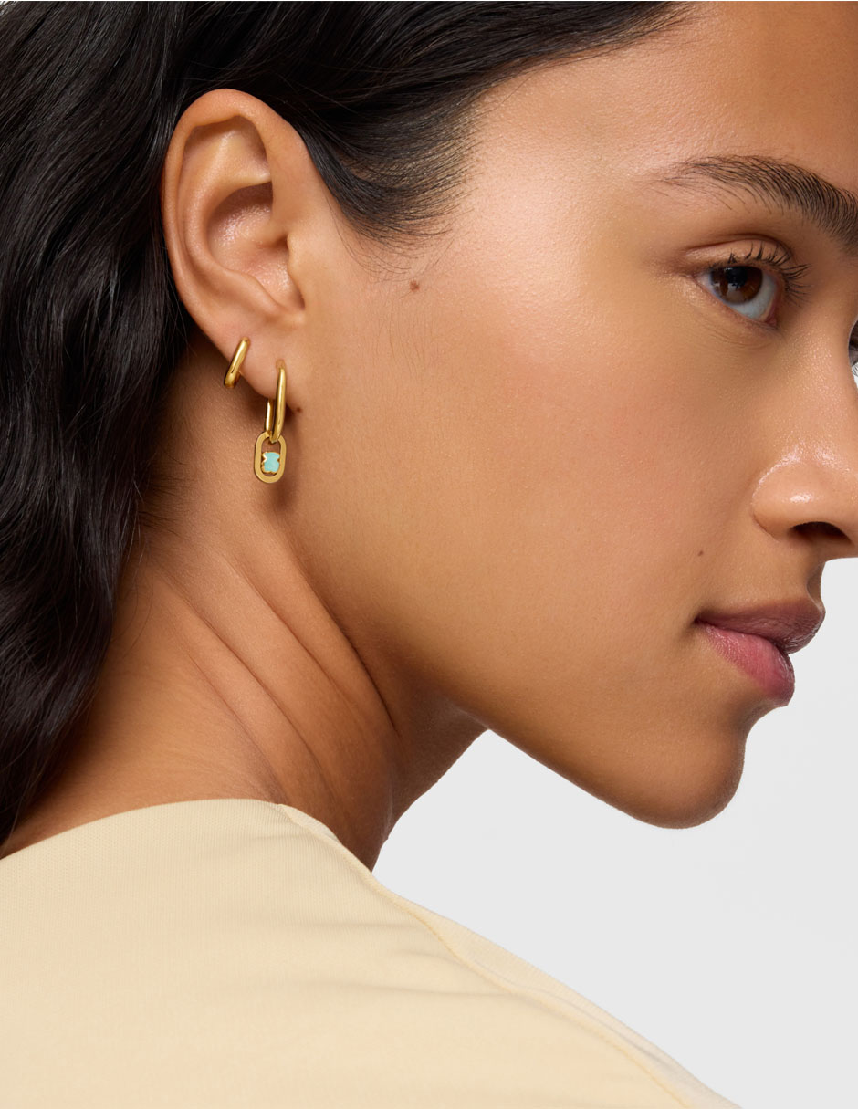Aretes de Aro oso Camille de plata P 925 con acabado baño de oro amazonita 4