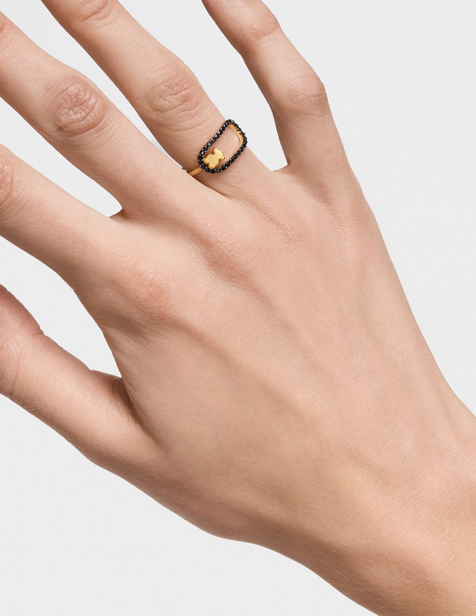 Anillo con gema de oso Camille de plata P 925 espinela con acabado baño de oro 6