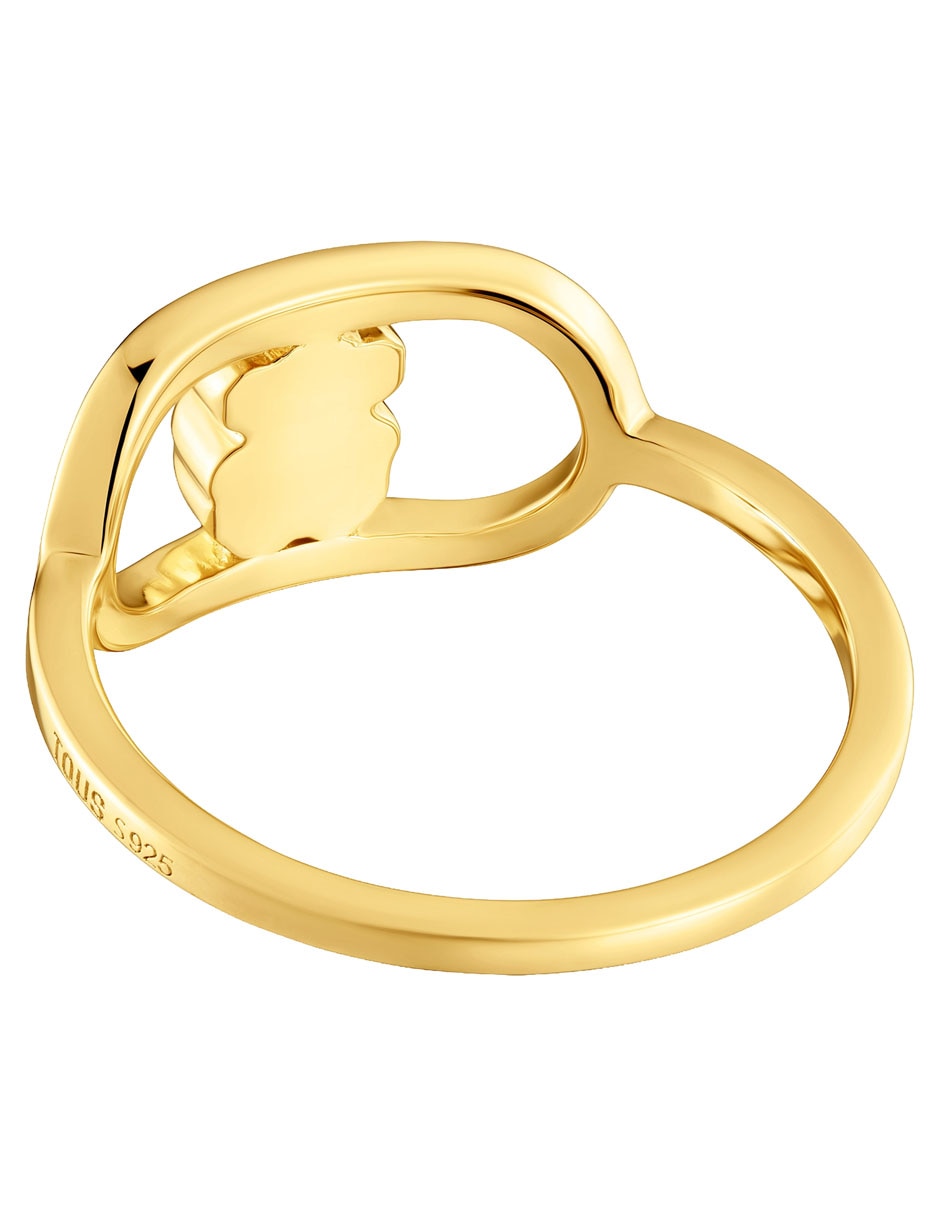 Anillo de oso de plata P 925 nácar con acabado baño de oro 3