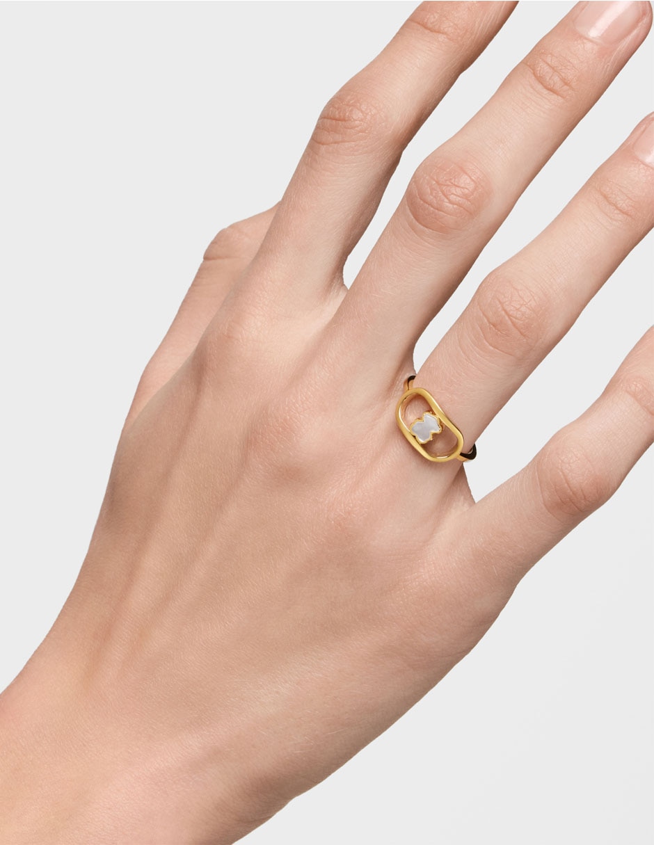 Anillo de oso de plata P 925 nácar con acabado baño de oro 6