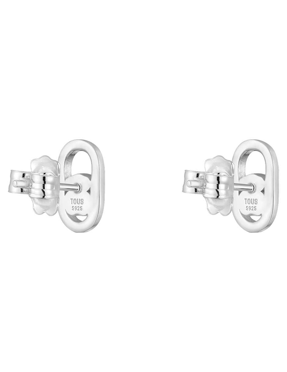 Broqueles de oso Camille de plata p 925 con acabado brillante cuarzo rosa 3