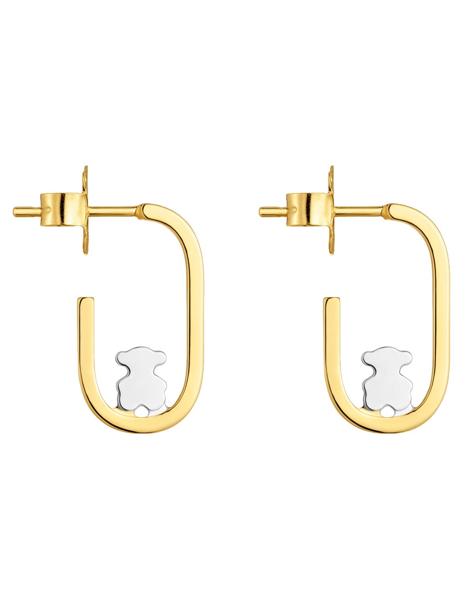Aretes de aro de oso Camille de plata P 925 con acabado baño de oro 2