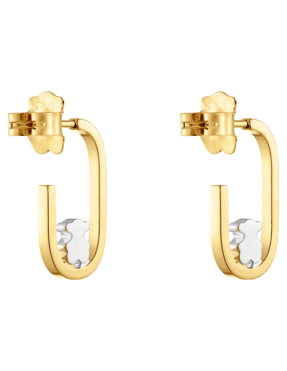 Aretes de aro de oso Camille de plata P 925 con acabado baño de oro 3