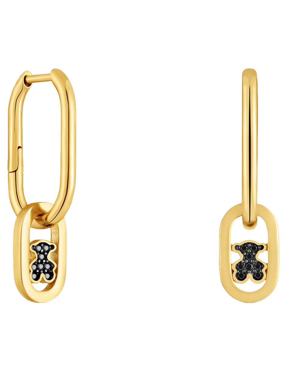 Aretes de aros de oso Camille de plata P 925 con acabado baño de oro espinela