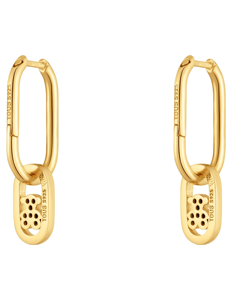 Aretes de aros de oso Camille de plata P 925 con acabado baño de oro espinela 3