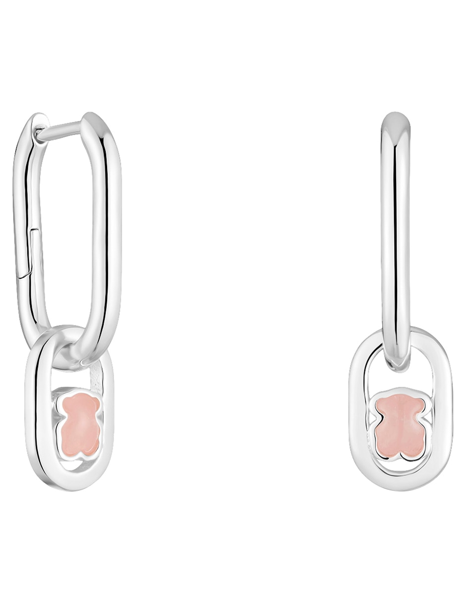 Aretes de oso Camille de plata p 925 con acabado brillante cuarzo rosa Aretes de oso Camille de plata p 925 con acabado brillante cuarzo rosa
