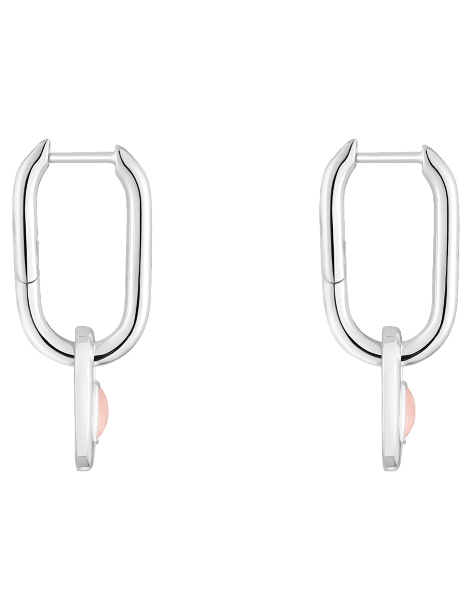 Aretes de oso Camille de plata p 925 con acabado brillante cuarzo rosa 2