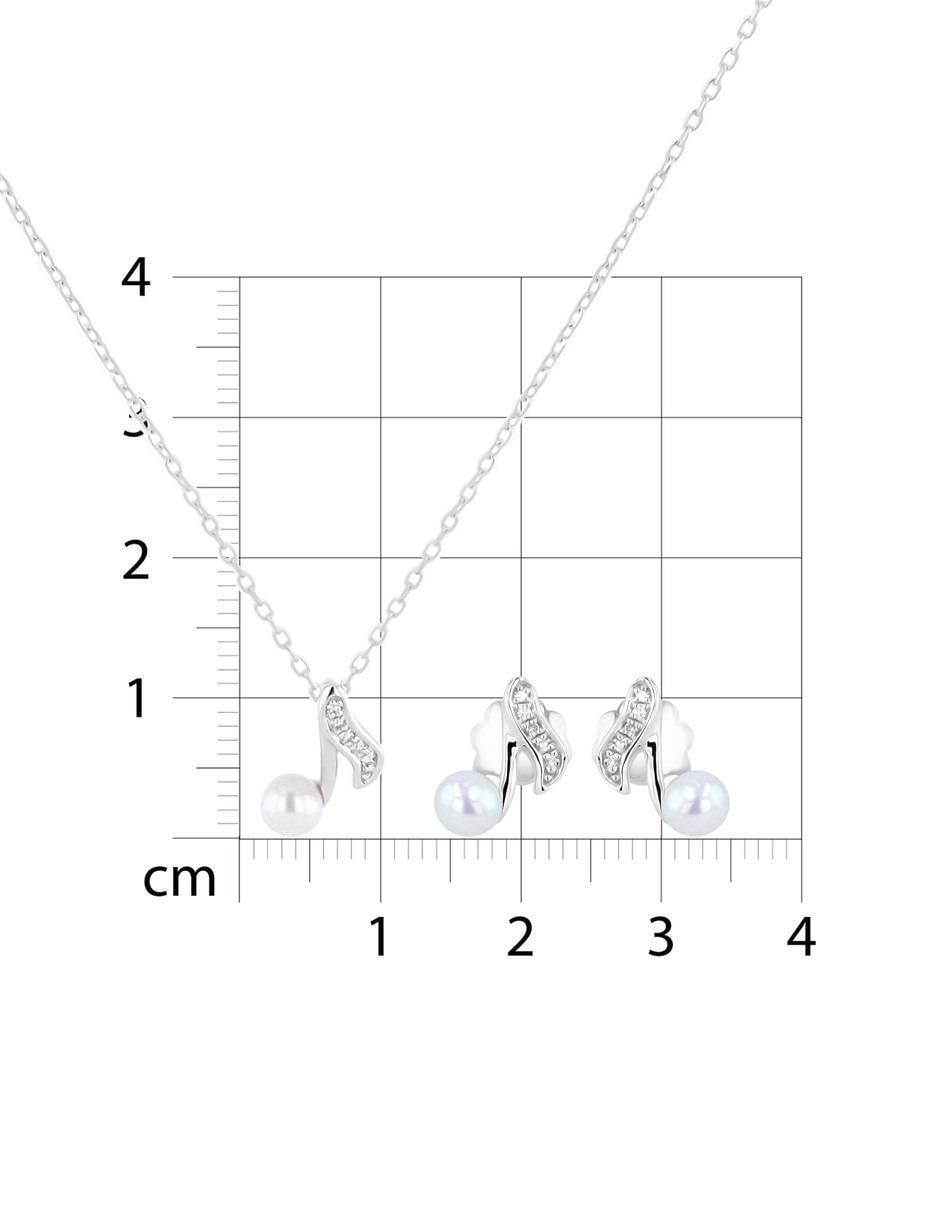 Aretes y collar de música de oro blanco 14 K diamante 5