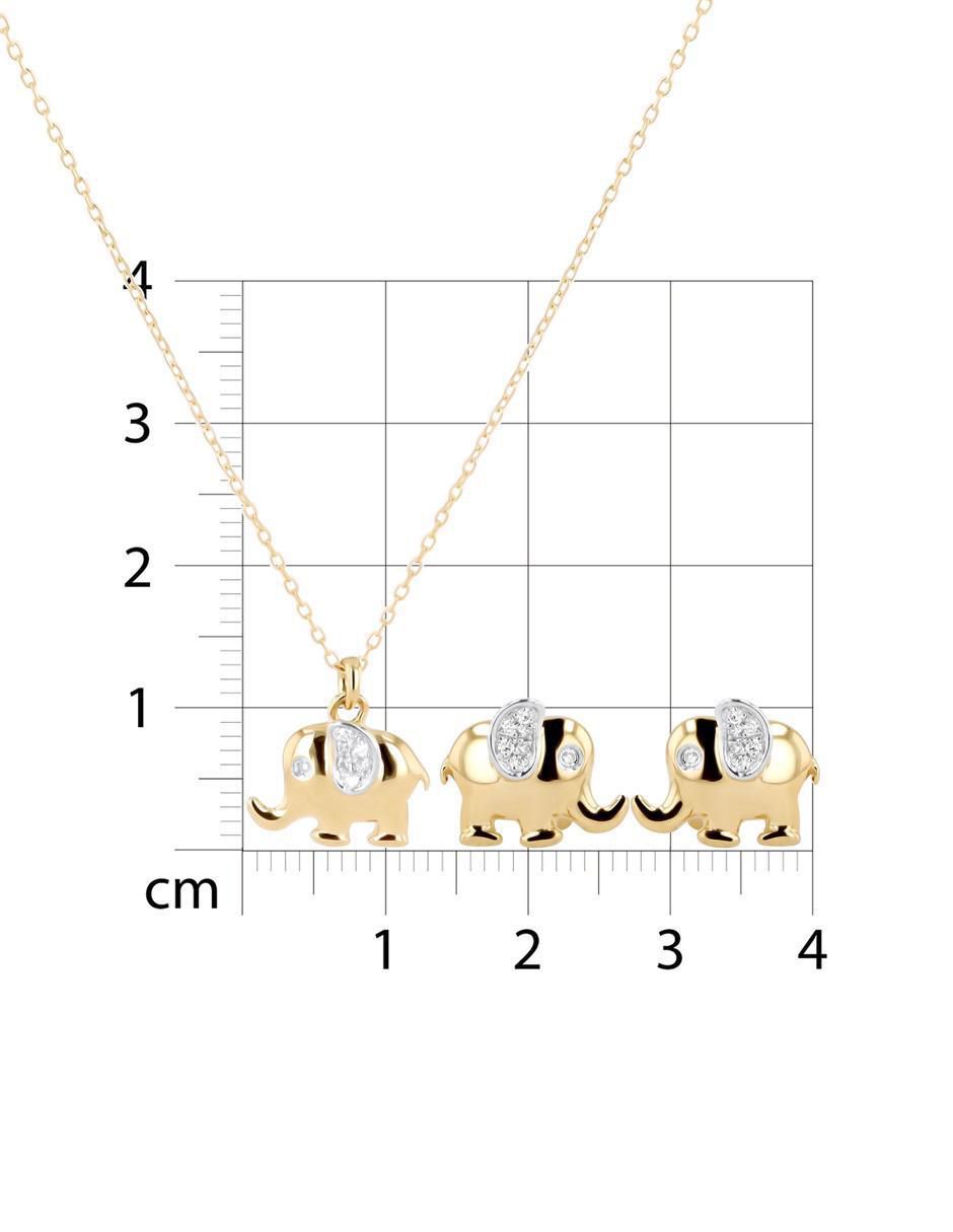 Aretes y collar de elefante de oro amarillo 14 K diamante 5