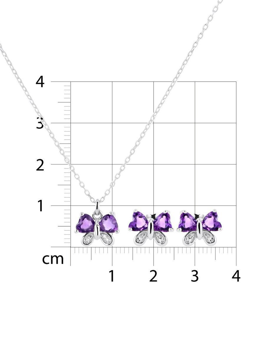 Aretes y collar de mariposa de oro blanco 14 K diamante 5