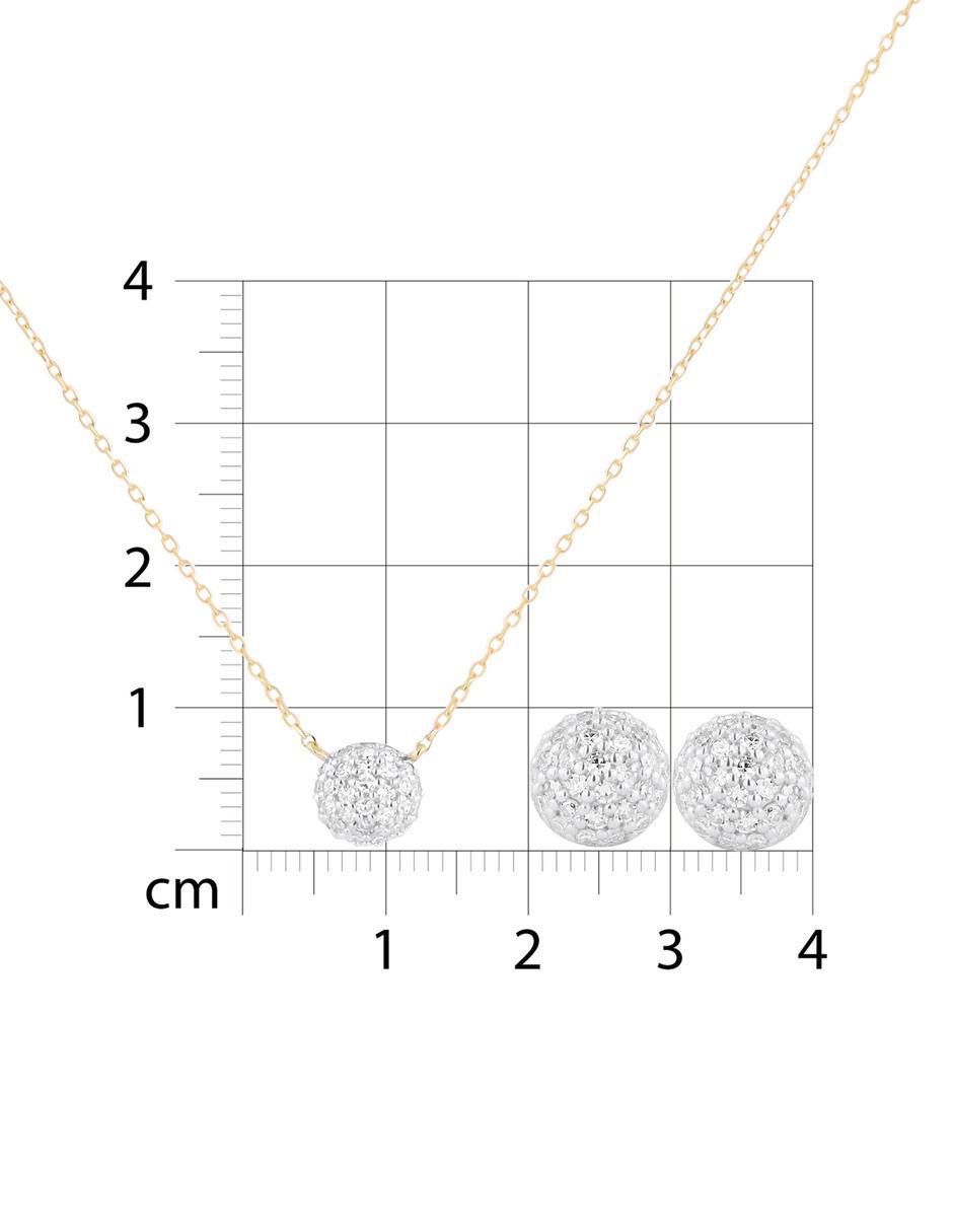 Aretes y collar de redonda de oro amarillo 14 K diamante 5