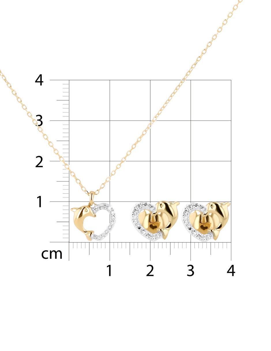 Aretes y collar de corazón de oro amarillo 14 K diamante 5