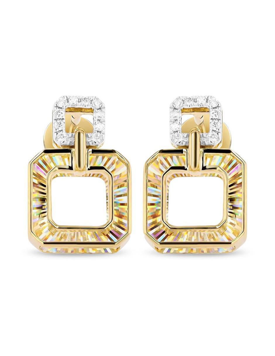 Broqueles de cuadrada de oro amarillo 14 k con acabado brillante diamante Broqueles de cuadrada de oro amarillo 14 k con acabado brillante diamante