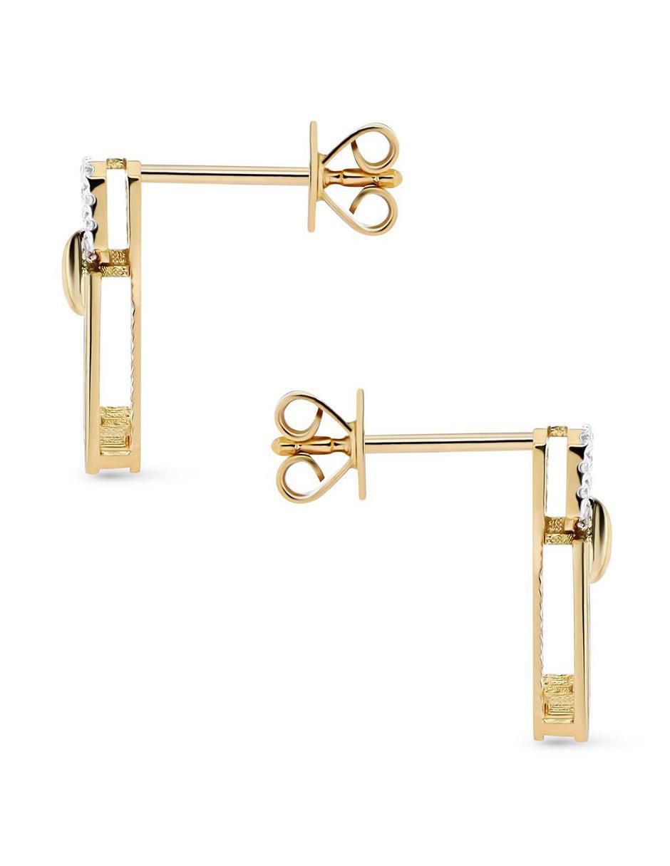 Broqueles de cuadrada de oro amarillo 14 k con acabado brillante diamante 3