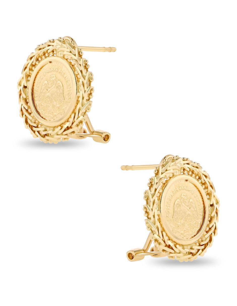 Broqueles de redonda de oro amarillo 14 k con acabado brillante 2