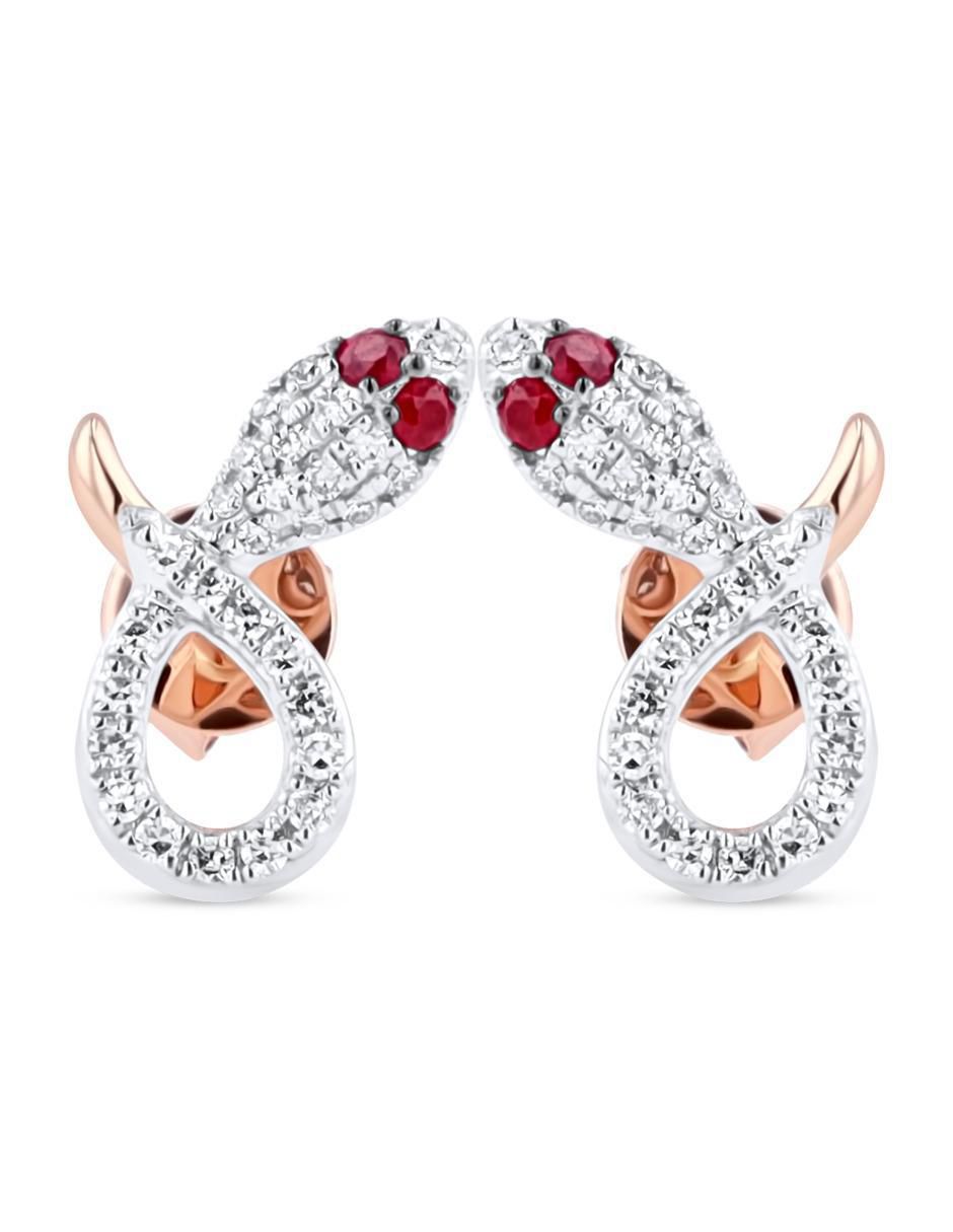 Broqueles de serpiente de oro rosa 14 k con acabado brillante diamante Broqueles de serpiente de oro rosa 14 k con acabado brillante diamante