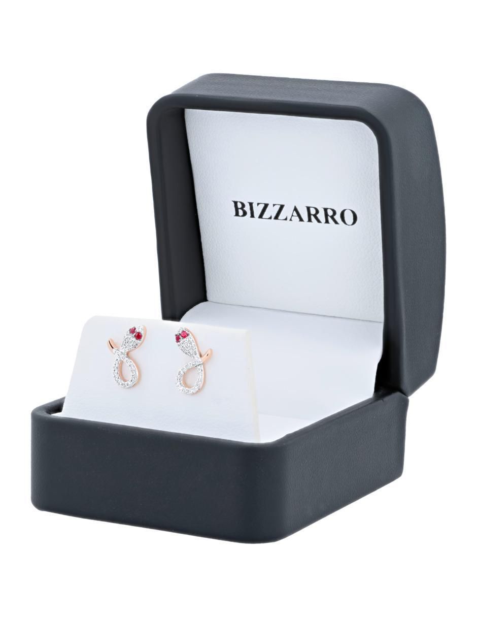 Broqueles de serpiente de oro rosa 14 k con acabado brillante diamante 4