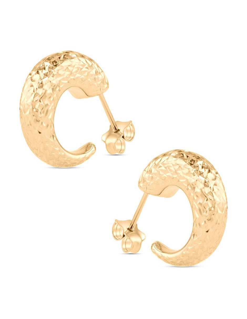 Broqueles redondos luna de oro amarillo 14 k con acabado brillante 2