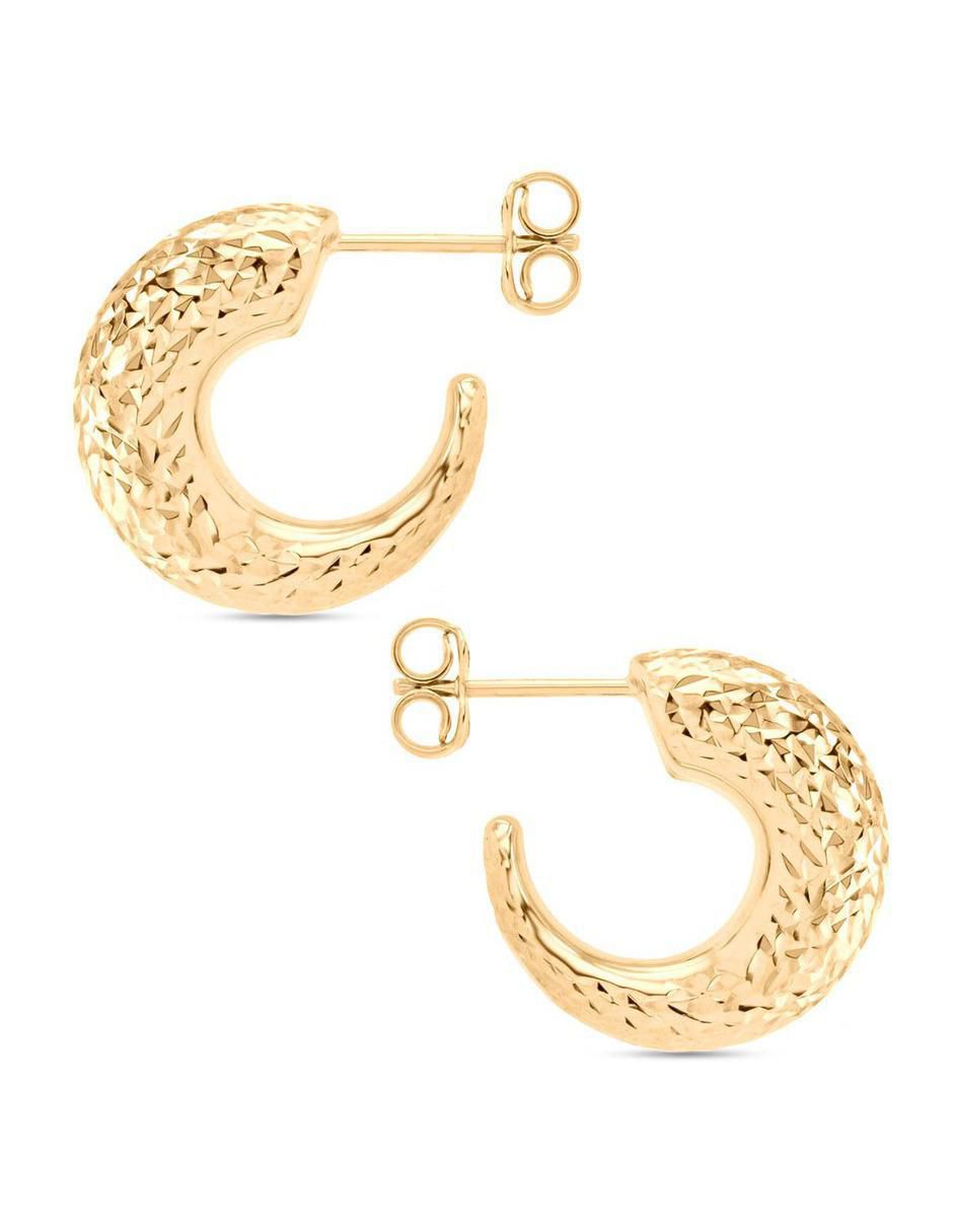 Broqueles redondos luna de oro amarillo 14 k con acabado brillante 3