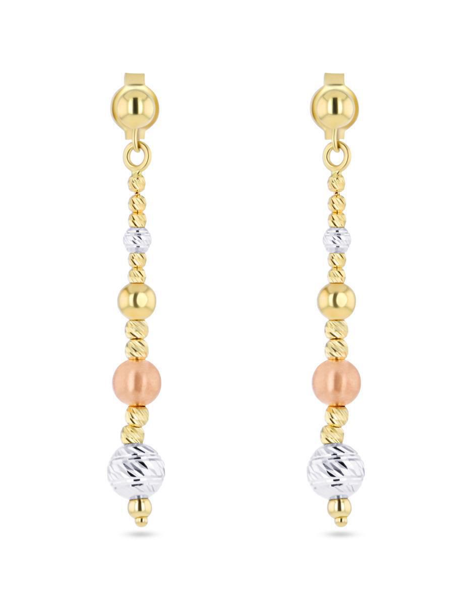 Aretes corto de esfera de oro florentino 14 k con acabado brillante Aretes corto de esfera de oro florentino 14 k con acabado brillante