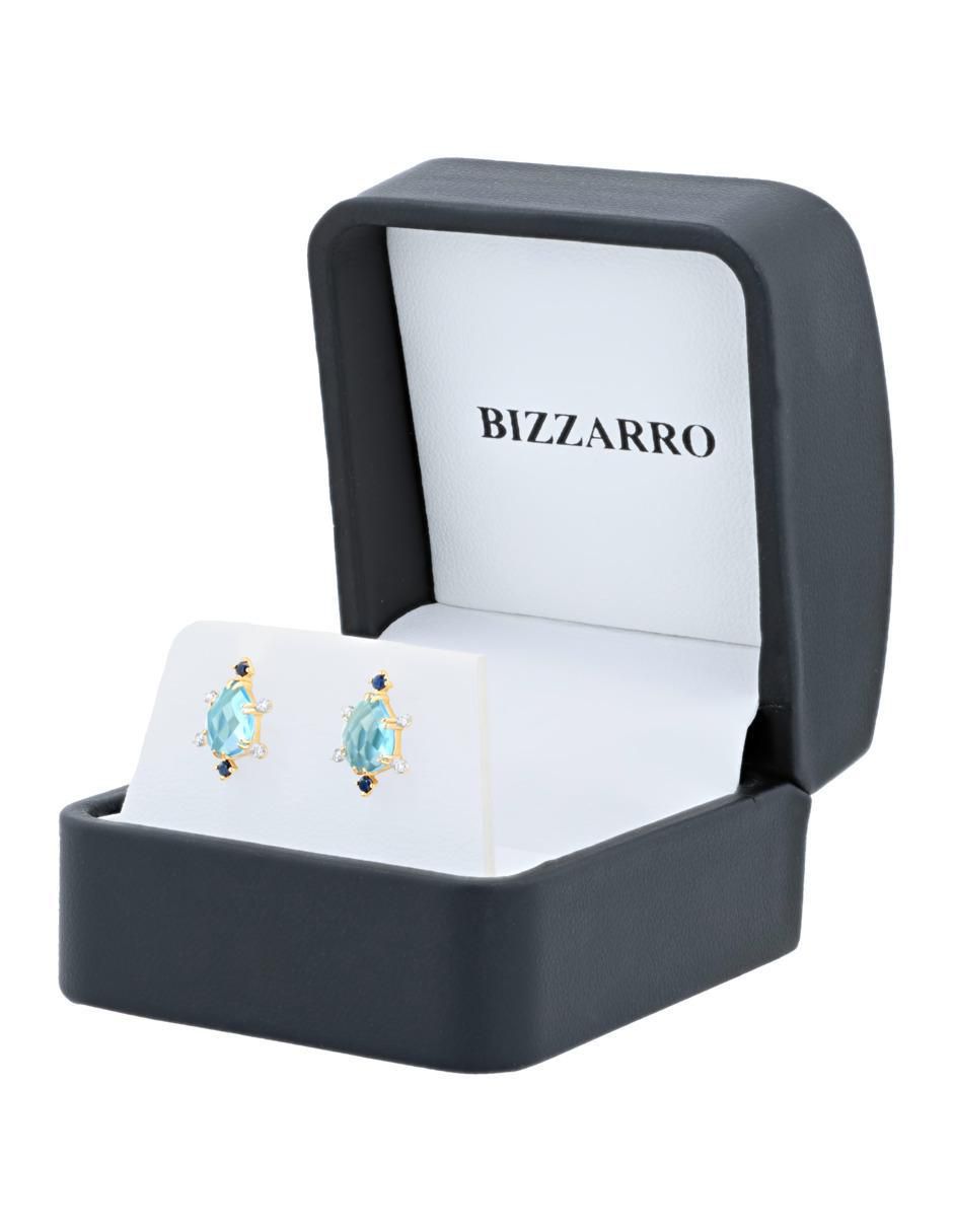 Aretes corto de gota de oro amarillo 14 k con acabado brillante diamante 4