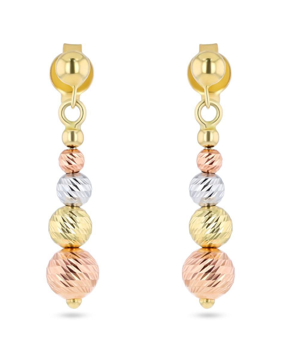 Aretes cortos de esfera de oro florentino 14 k con acabado brillante Aretes cortos de esfera de oro florentino 14 k con acabado brillante