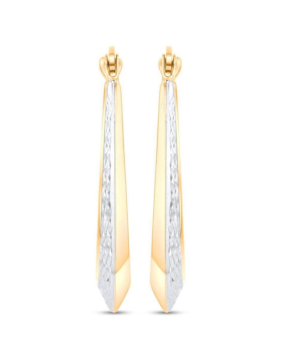 Arracadas de circular de oro blanco 14 k con acabado brillante Arracadas de circular de oro blanco 14 k con acabado brillante