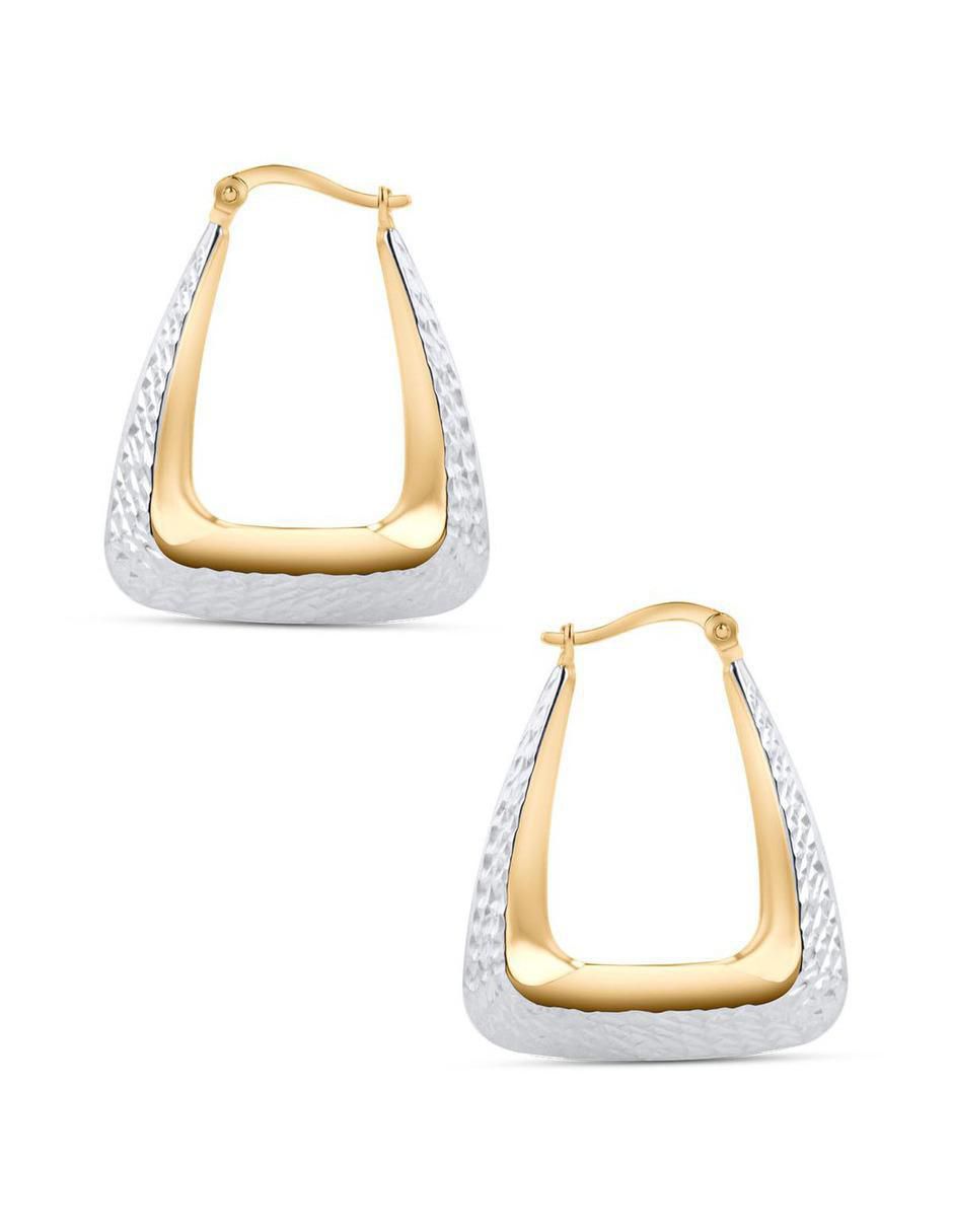 Arracadas de circular de oro blanco 14 k con acabado brillante 3