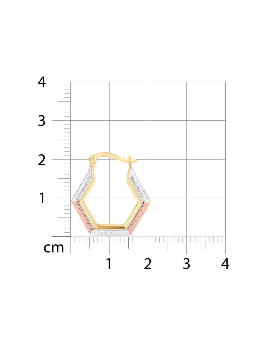 Arracadas de hexagonal de oro florentino 14 k con acabado brillante 5