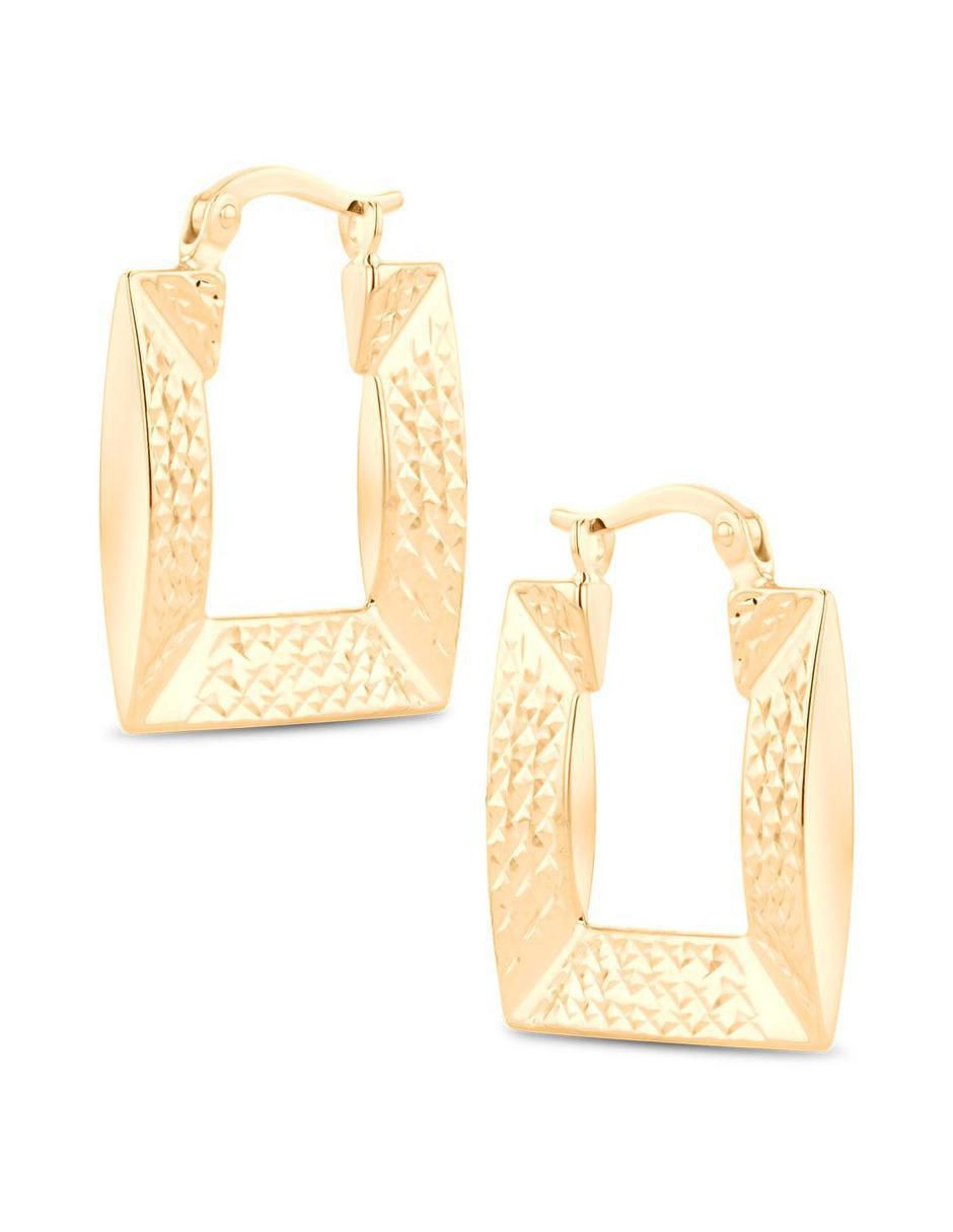 Arracadas cuadradas de oro amarillo 14 k con acabado" brillante 2