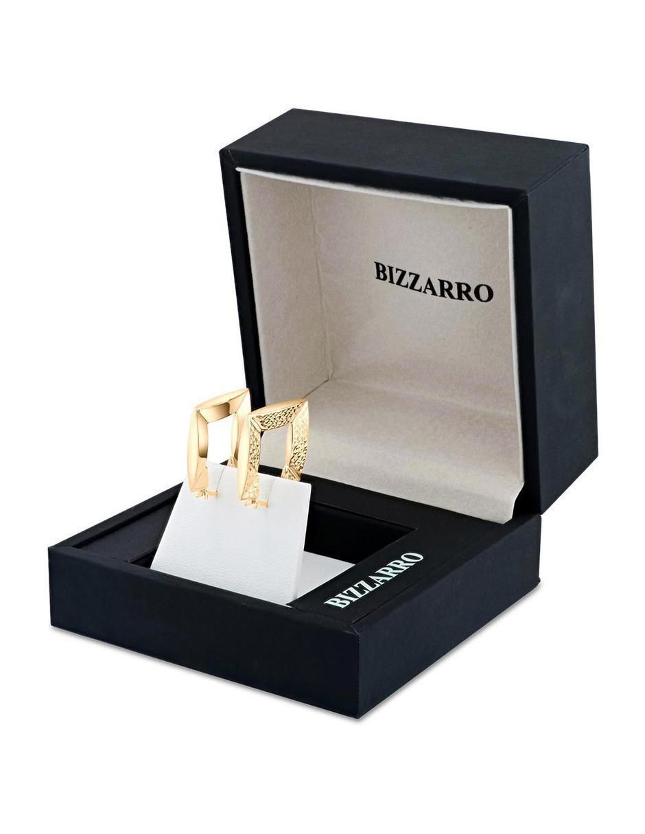 Arracadas cuadradas de oro amarillo 14 k con acabado" brillante 3