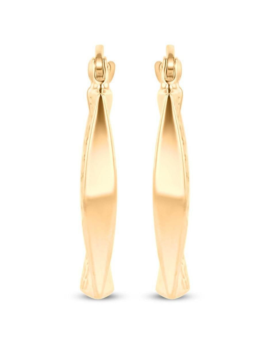 Arracadas cuadradas de oro amarillo 14 k con acabado" brillante 4