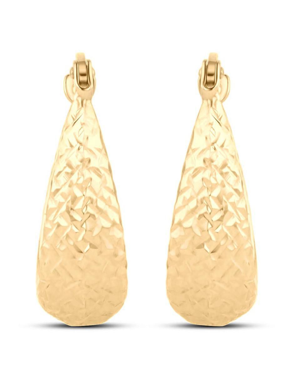 Arracadas ovaladas de oro amarillo 14 k con acabado brillante 1
