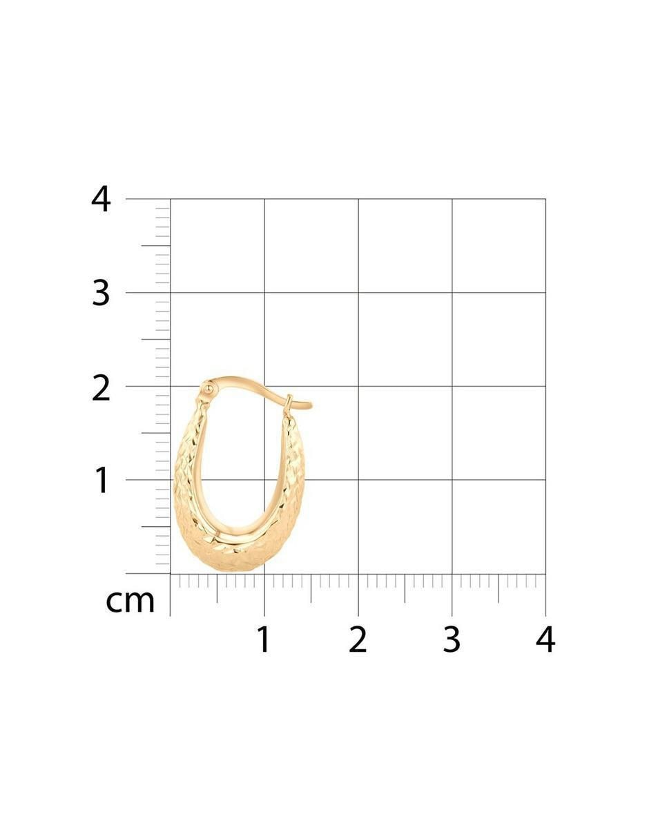 Arracadas ovaladas de oro amarillo 14 k con acabado brillante 5
