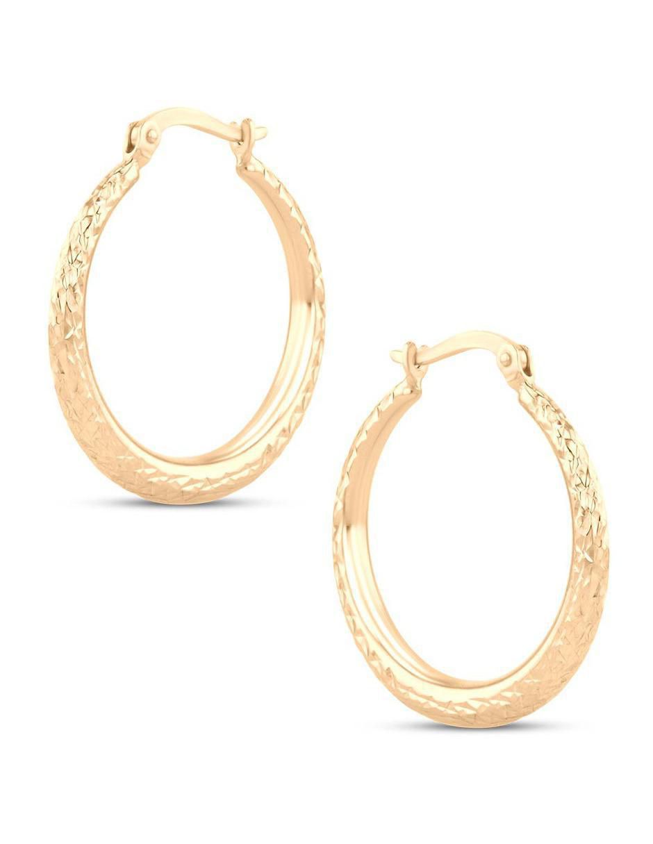 Arracadas circulares de oro amarillo 14 k con acabado brillante 2