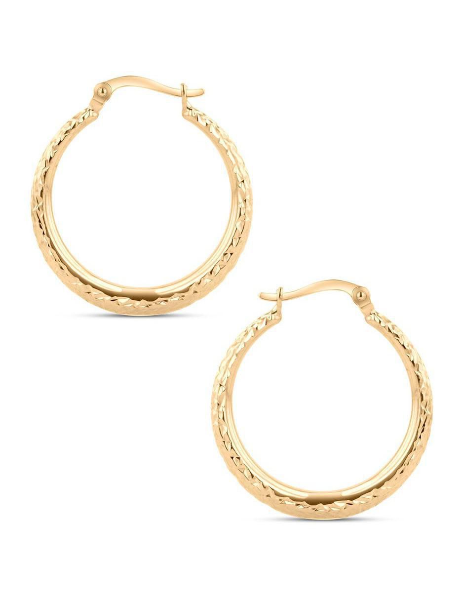Arracadas circulares de oro amarillo 14 k con acabado brillante 3