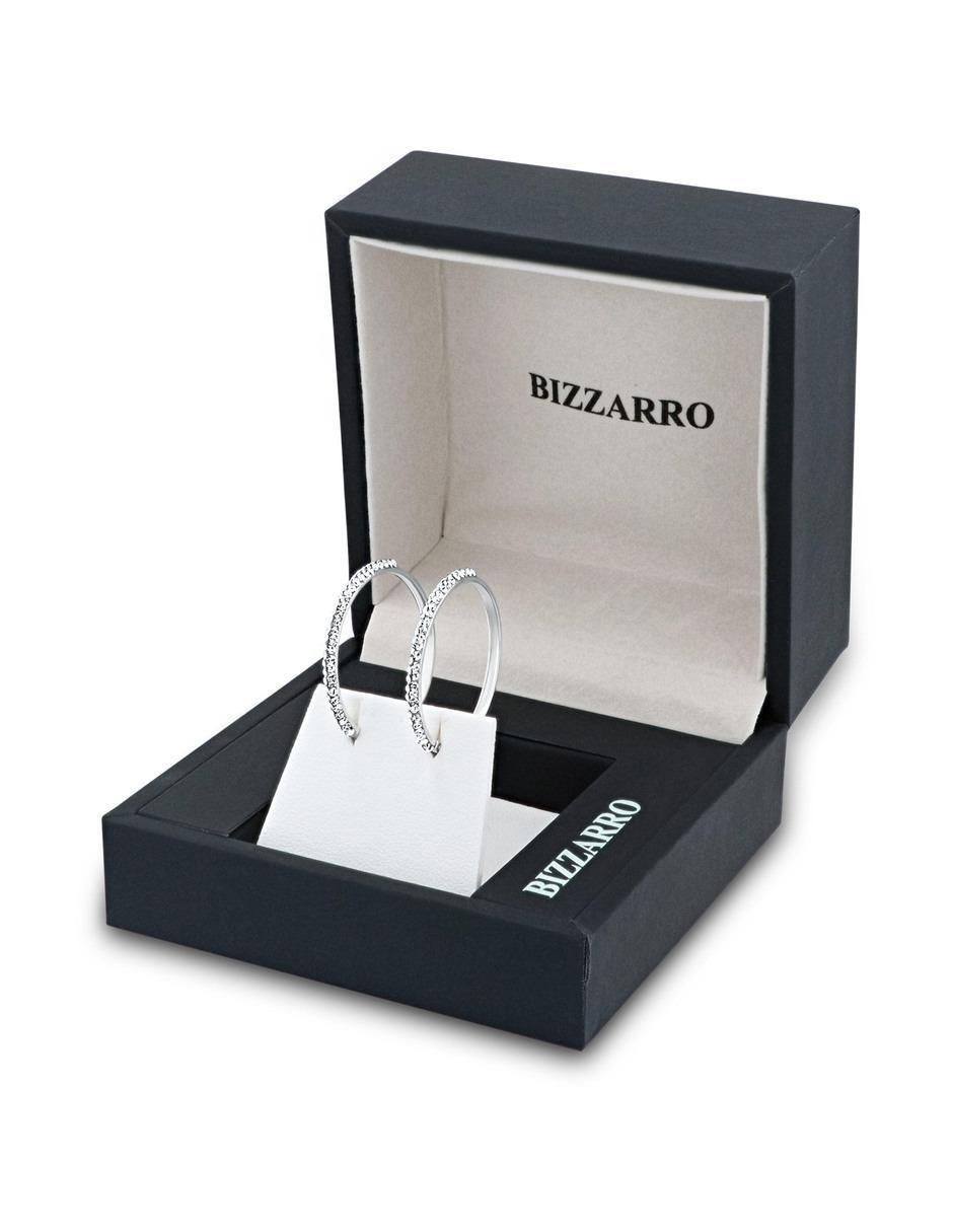 Arracadas circulares de oro blanco 14 k con acabado brillante zirconia 4