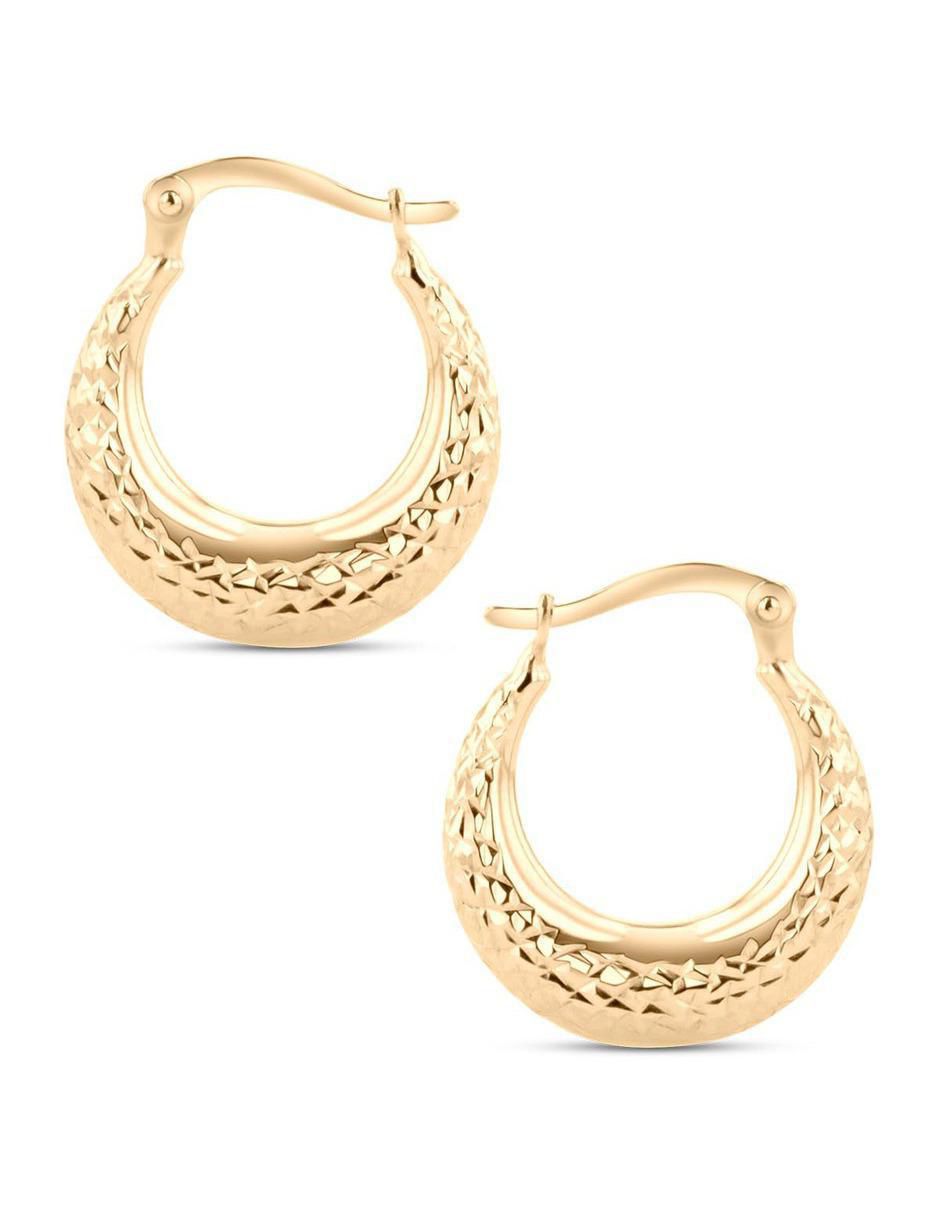Arracadas circulares de oro amarillo 14 k con acabado brillante 3