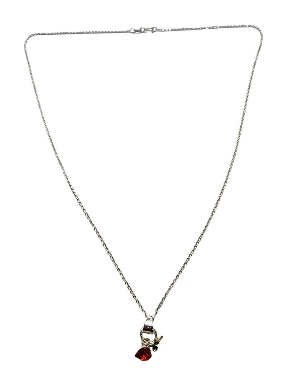 Collar con dije de corazón Cereza de plata P 925 2