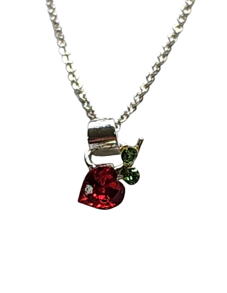 Collar con dije de corazón Cereza de plata P 925 3