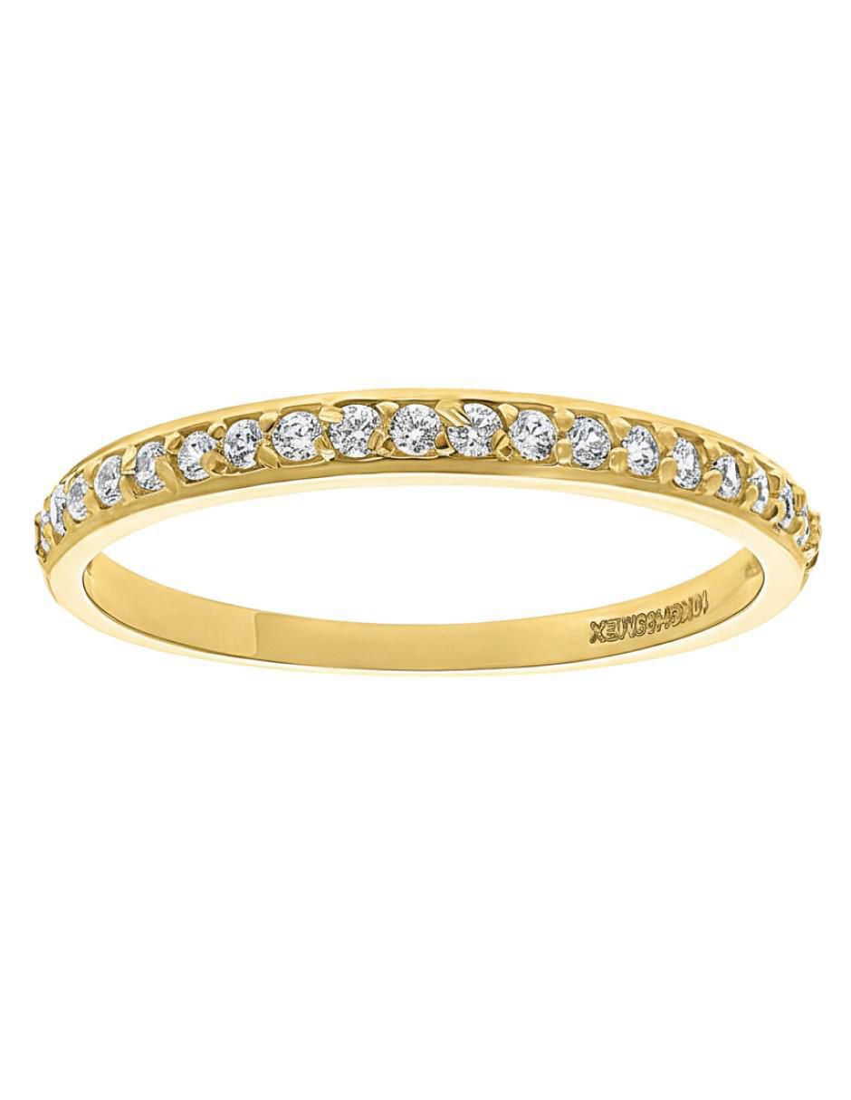 Anillo circular 10 k de oro amarillo zirconia brillante 2