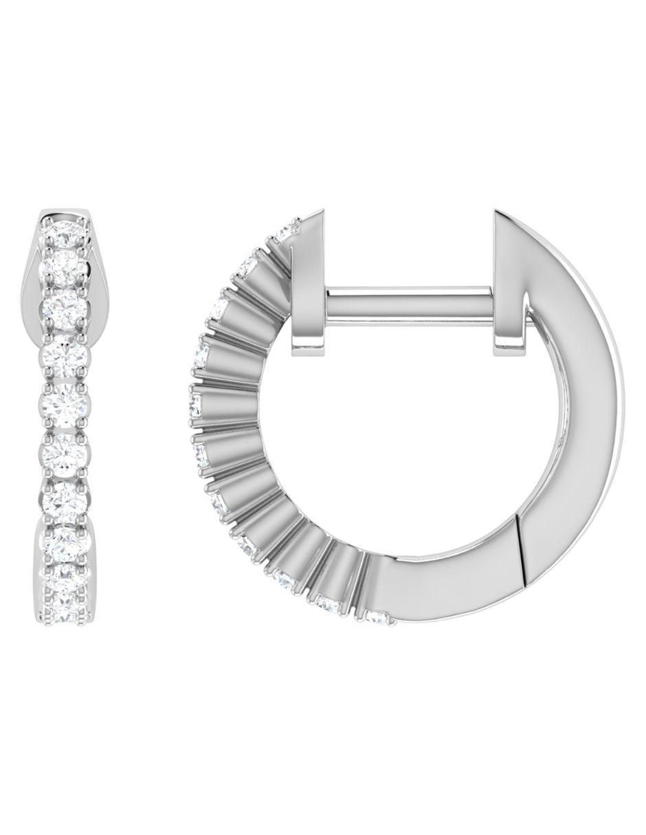 Arracadas de oro blanco 14 K con acabado pulido diamante 3