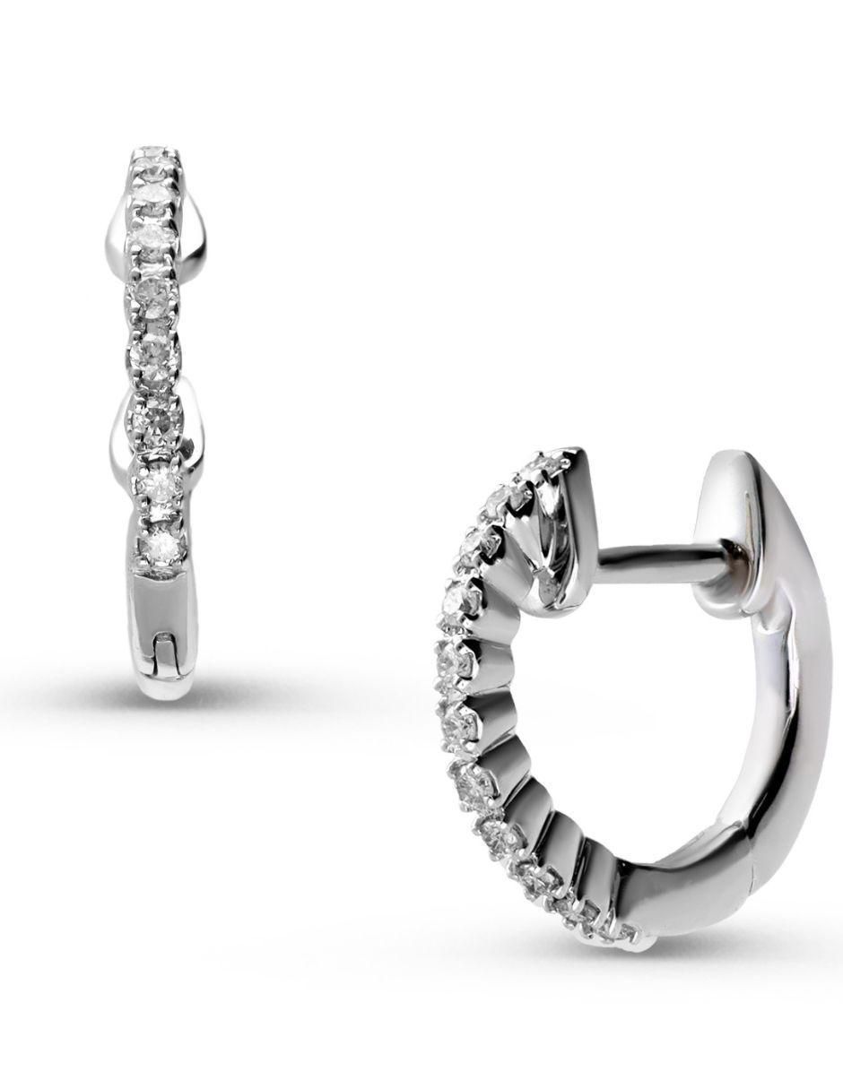 Arracadas de oro blanco 14 K con acabado pulido diamante 6