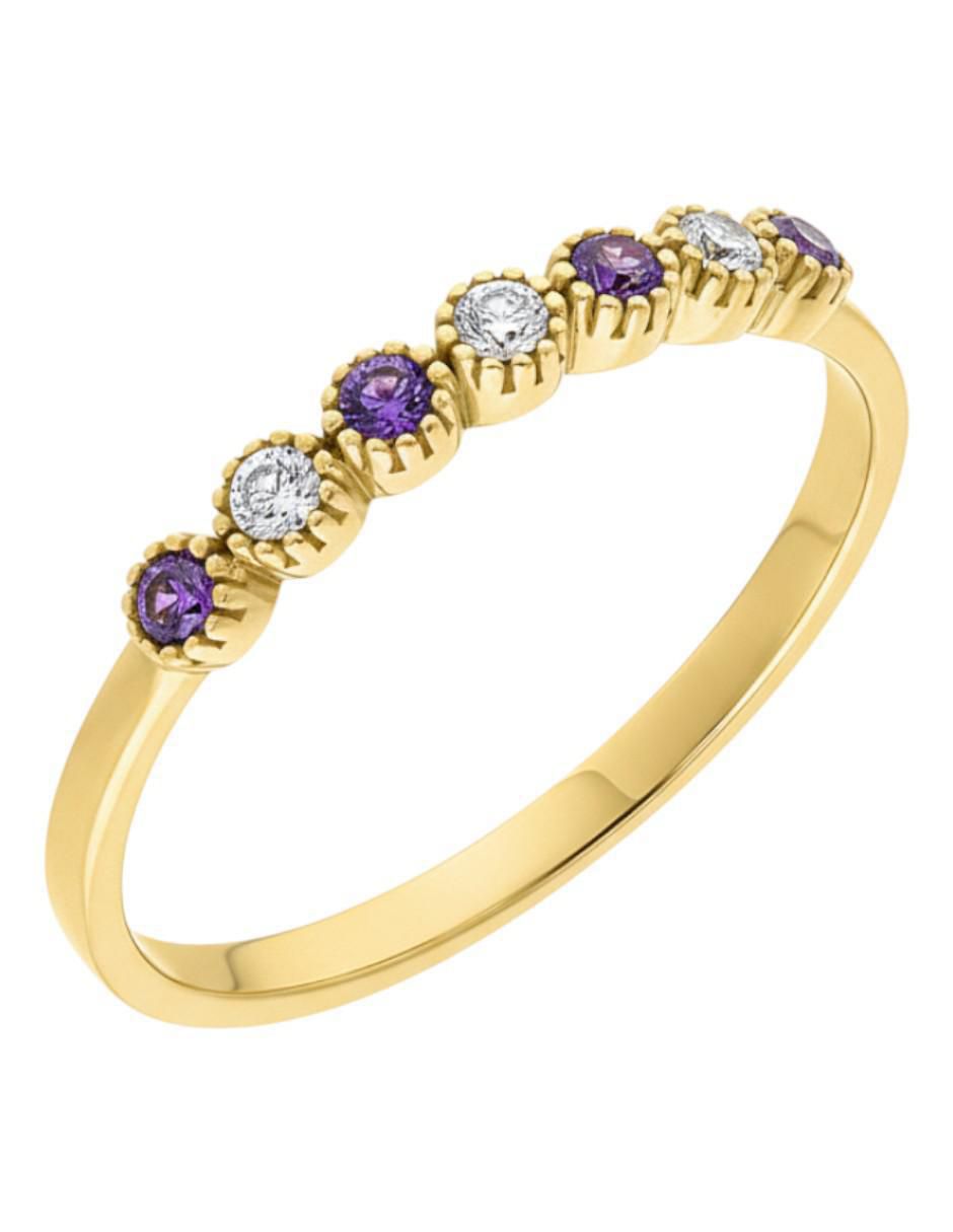 Anillo circular 10 k de oro amarillo zirconia brillante