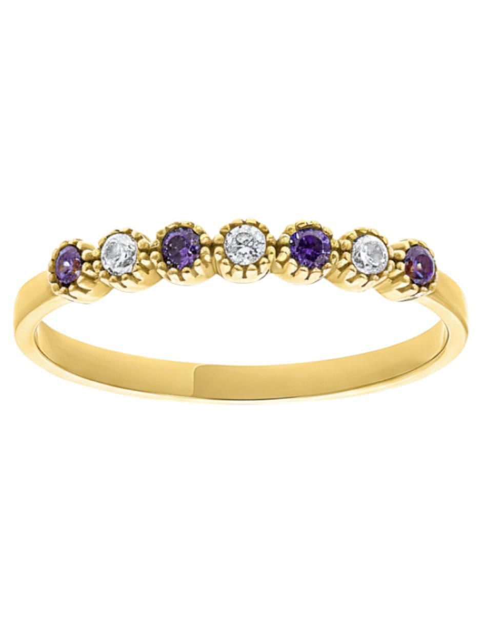 Anillo circular 10 k de oro amarillo zirconia brillante 2