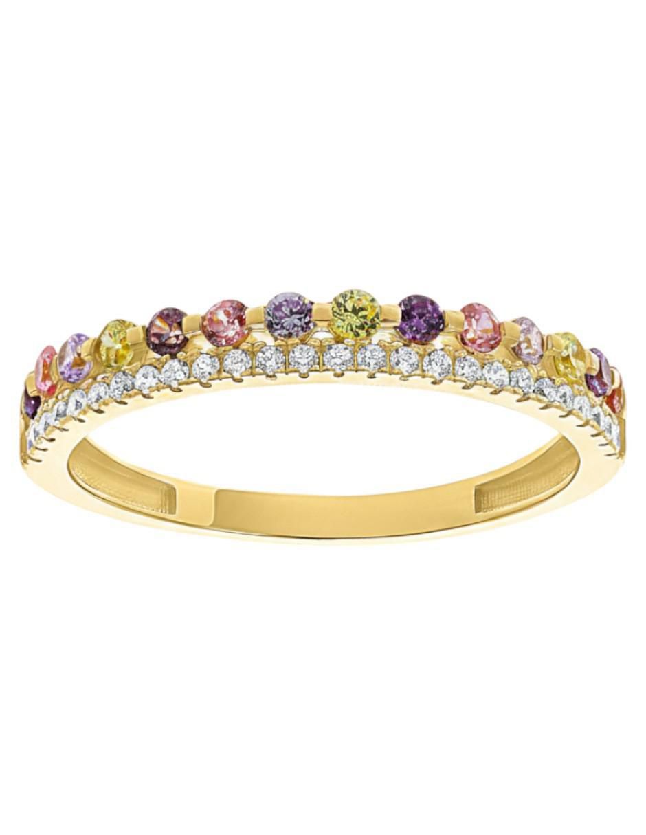 Anillo circular 10 k de oro amarillo zirconia brillante 2