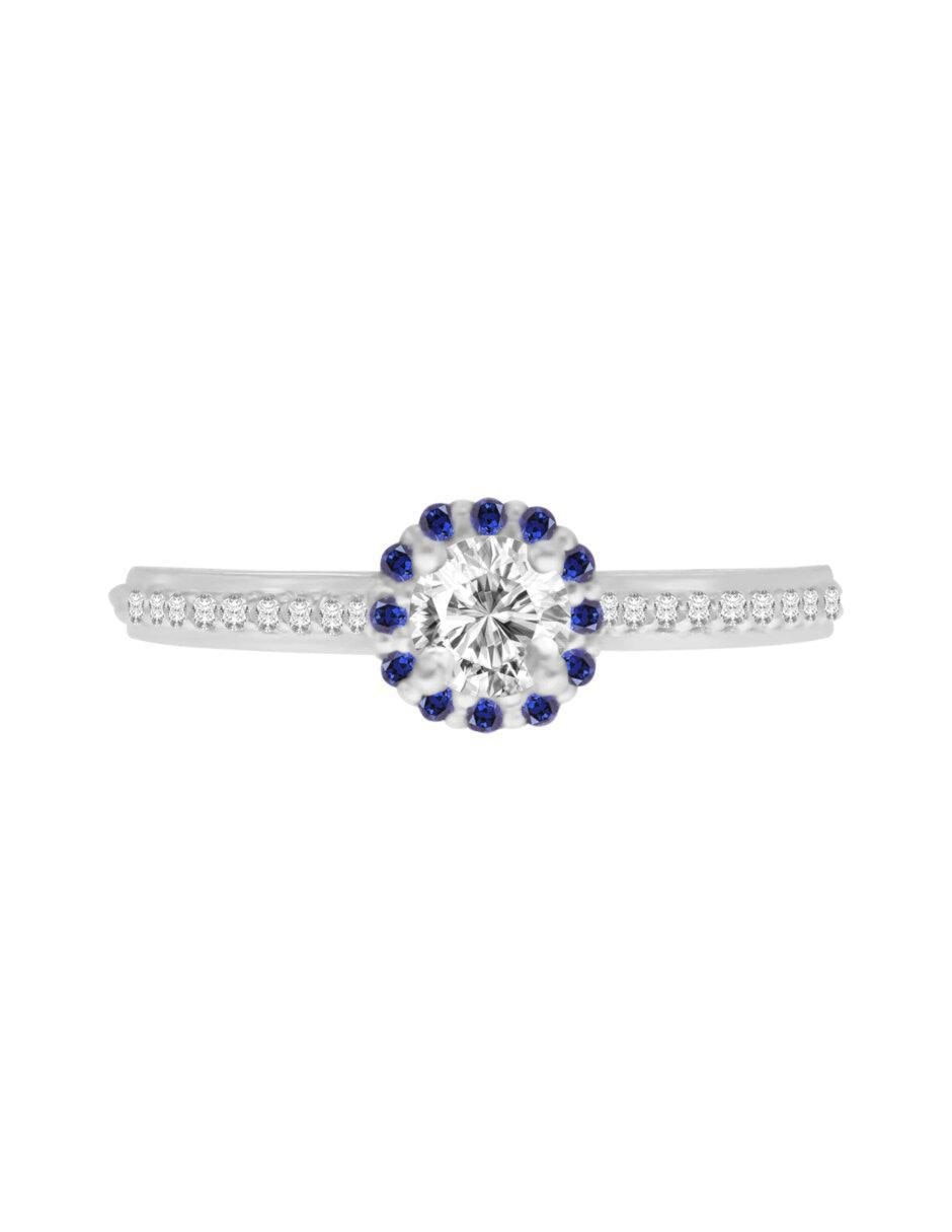 Anillo Zanda 14 k de oro zafiro y diamante brillante