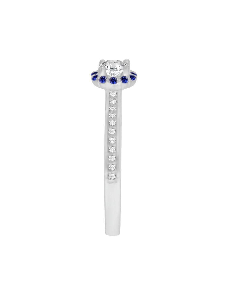Anillo Zanda 14 k de oro zafiro y diamante brillante 3